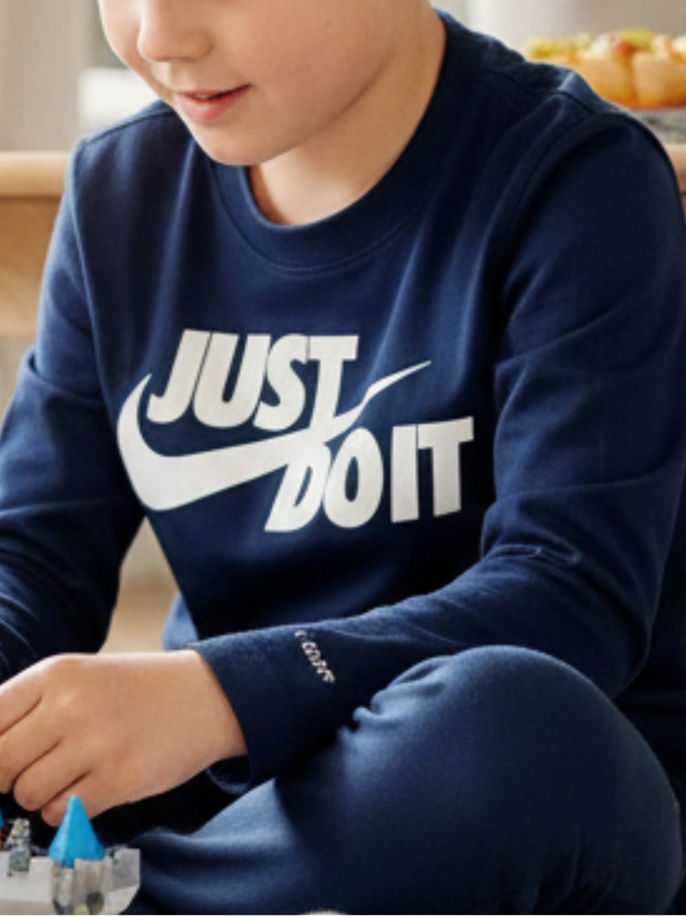 NIKE Dri-Fit Athletic Cut Blue Long Sleeved Tee Shirt 5/6